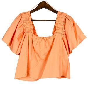 NEW! Zara Crop Blouse Short Sleeve Square Neck - M RESHOOT